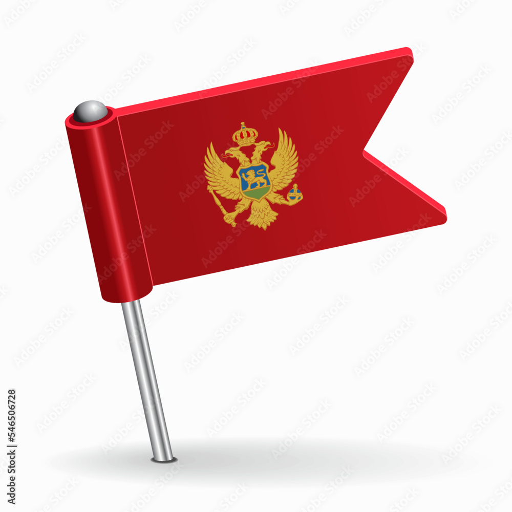 Montenegrian flag map pointer layout. Vector illustration. Montenegrian flag map pointer layout. Vector illustration.