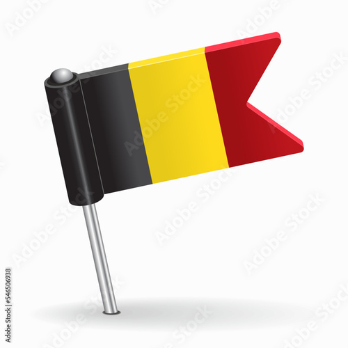 Belgian flag map pointer layout. Vector illustration.