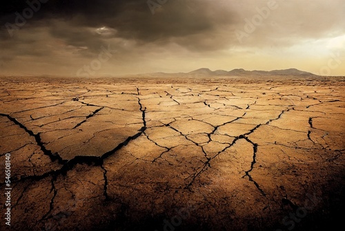 dry land with cracks, apocalyptic landscape photo