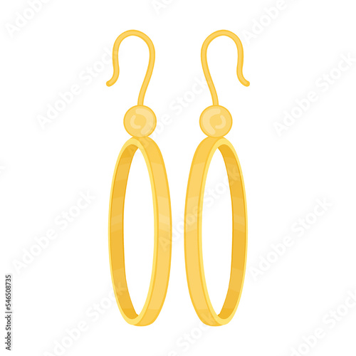 gold hoop earrings, jewelry vector illustration. Gold, silver, pearl jewellery. Stone or diamond rings, earrings, bracelets
