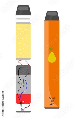 Disassembled electronic disposable cigarette