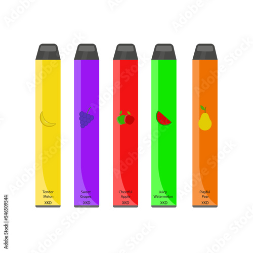 Set of disposable vapes, colored electronic cigarettes