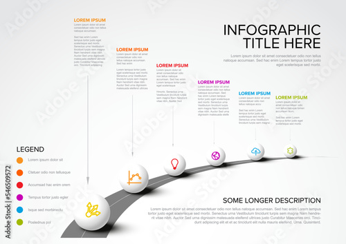 Infographic Timeline Template with big spheres on the road