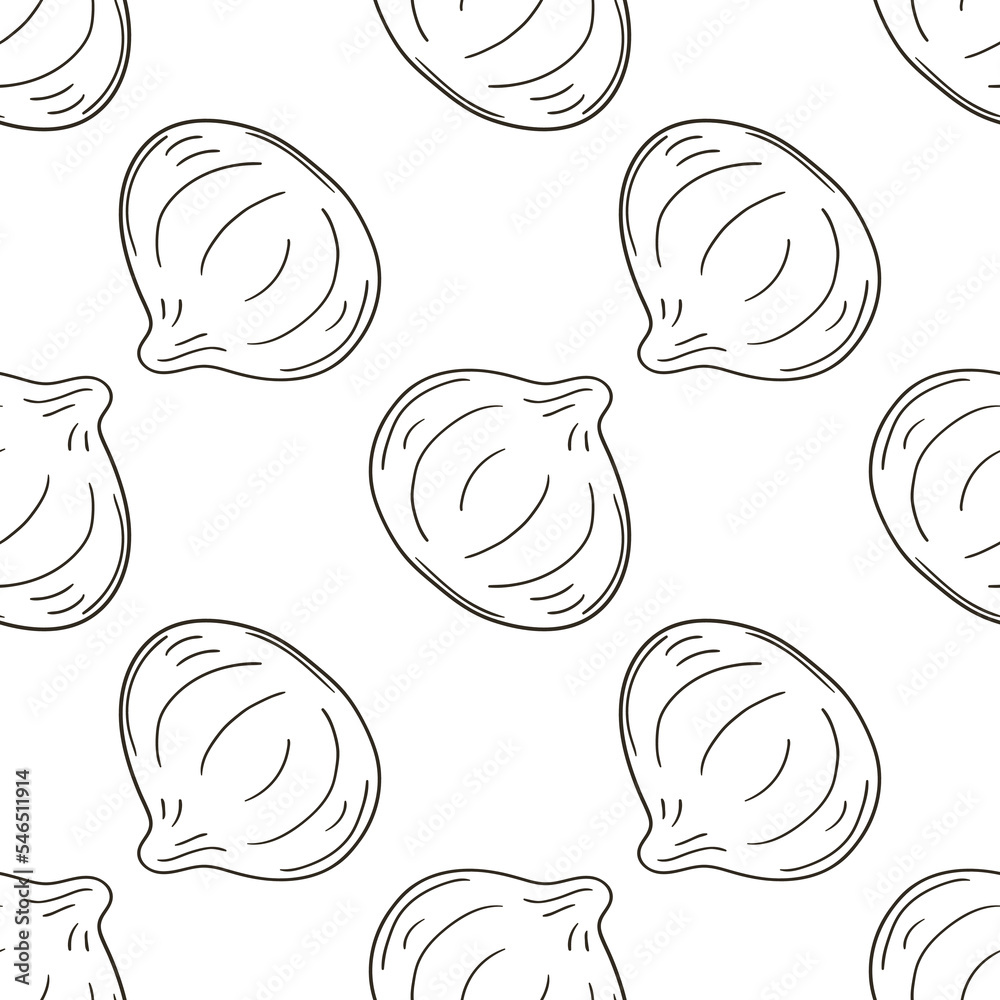 Coloring Seamless pattern with tropical fruits. Illustration in hand draw style