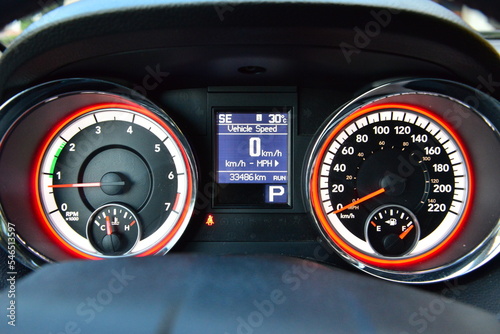 Instrument information binnacle on an SUV.
