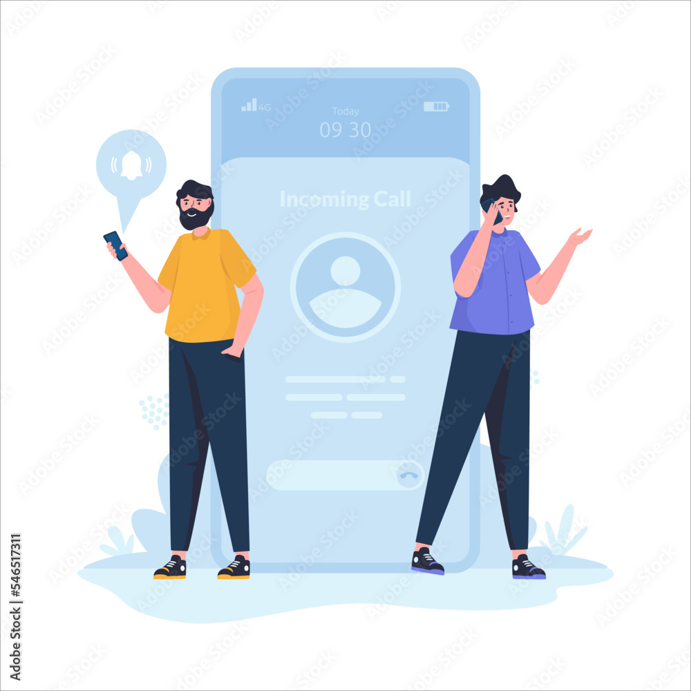 Mobile phone call communication illustration