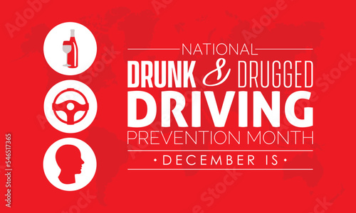 Vector illustration design concept of National Drunk and Drugged Driving Prevention Month observed on every December
