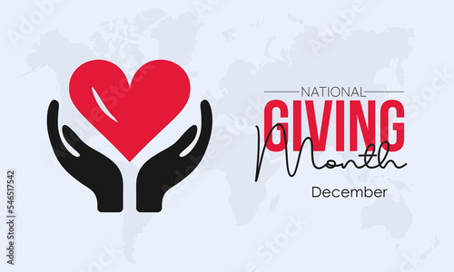 Vector illustration design concept of National Giving Month observed on every December
