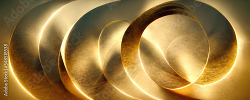 Fotografie, Obraz Abstract golden circle shapes with light effect