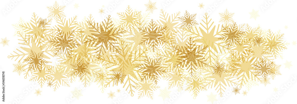 Gold banner composed of overlapping snowfakes on transparent background Gold banner composed of overlapping snowfakes on transparent background