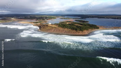 Arial shot of a point on the east coast of Canada photo