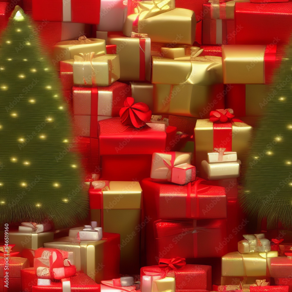 Obraz premium AI-Generated Image Of Christmas Abstract Seamless Background With Gift Boxes