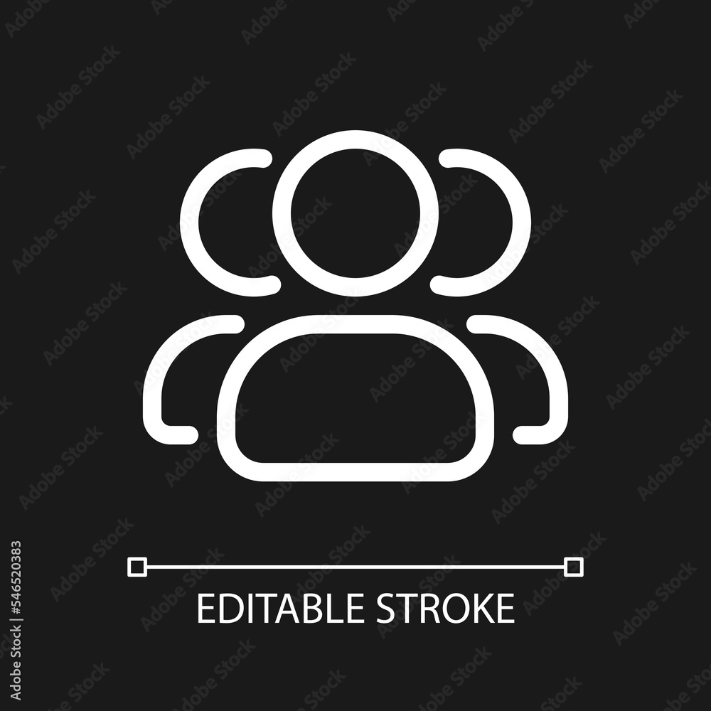 Online community pixel perfect white linear ui icon for dark theme. Social media invitation. Vector line pictogram. Isolated user interface symbol for night mode. Editable stroke. Arial font used Online community pixel perfect white linear ui icon for dark theme. Social media invitation. Vector line pictogram. Isolated user interface symbol for night mode. Editable stroke. Arial font used