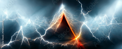 Abstract triangle background with lightning effect