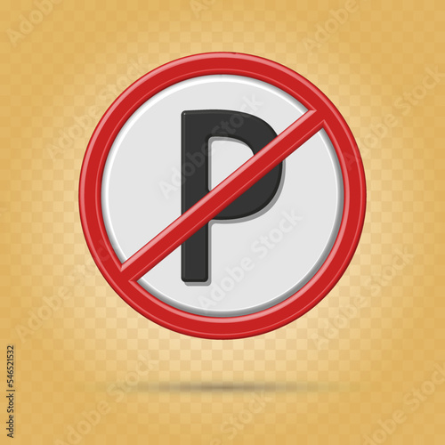 No parking sign realistic, parking mark 3d, Icon No parking.