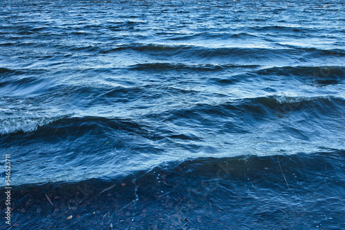waves hitting lake Saimaa shore in autumn, Lappeenranta Finland