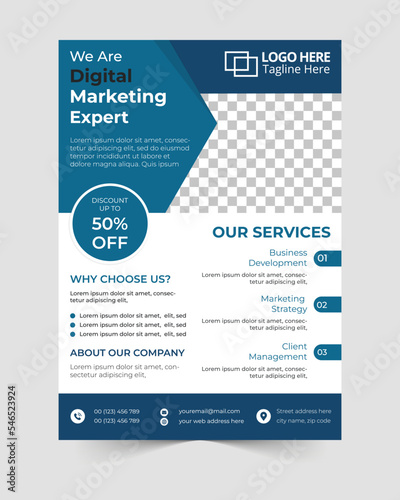 Corporate business flyer template design and digital marketing agency flyer. photo