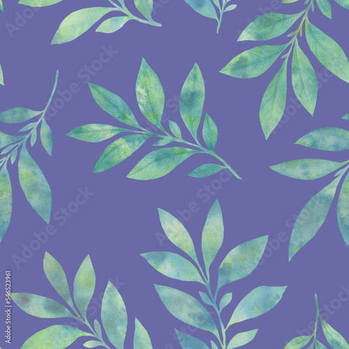 watercolor abstract leaves  seamless pattern for design.