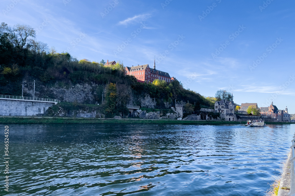 Obraz premium View of the historic town of Dinant with scenic River Meuse in Belgium