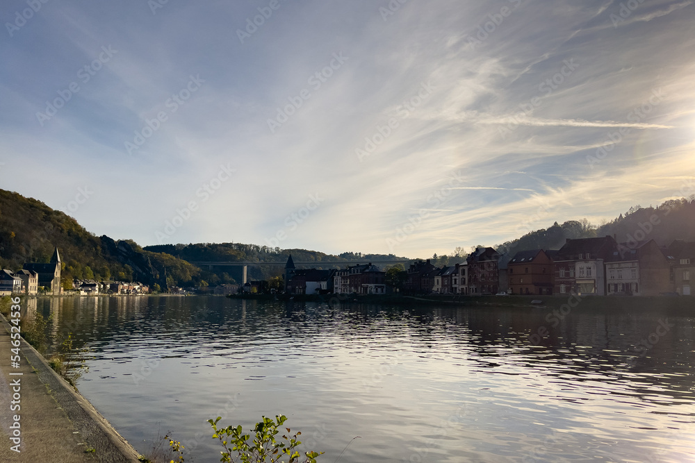 Fototapeta premium View of the historic town of Dinant with scenic River Meuse in Belgium