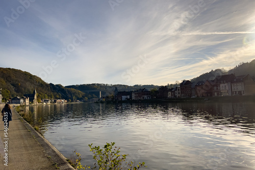 View of the historic town of Dinant with scenic River Meuse in Belgium © Mounir
