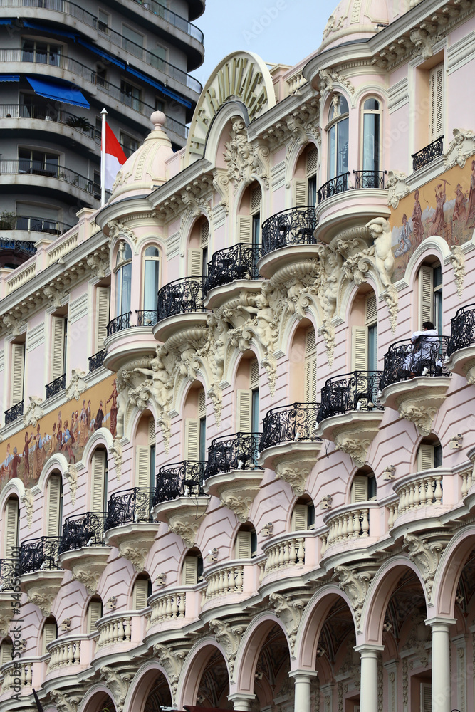 Monaco, Monaco - 02.10.2022: Beautiful facades of the Principality of Monaco