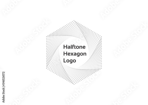 Halftone hexagon logo concept with dot pattern
