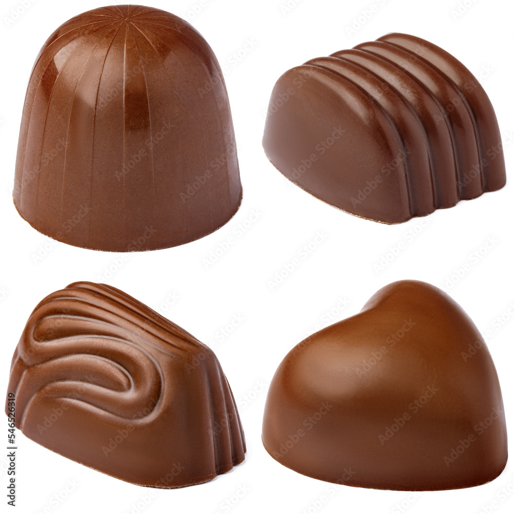Chocolate candies collection collage isolated on white. Chocolate candies collection collage isolated on white.