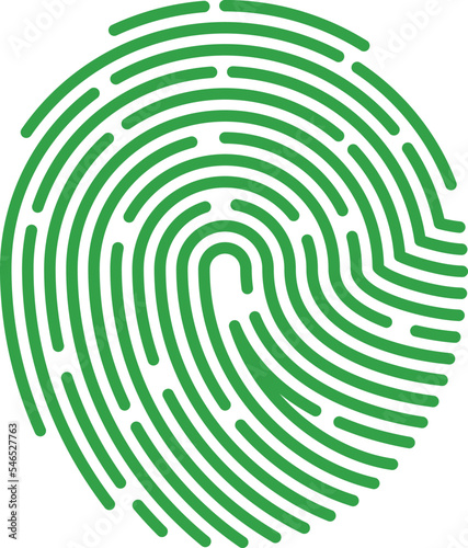 Green fingerprint. Approved authentication. Succesful login icon