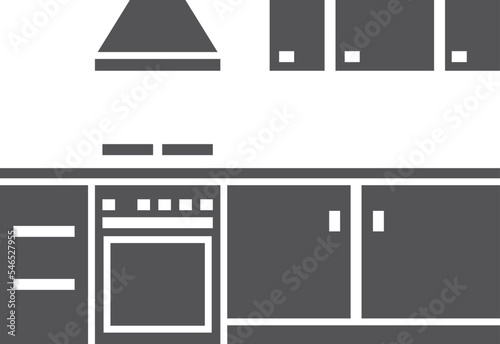 Kitchen furniture black icon. House cooking room