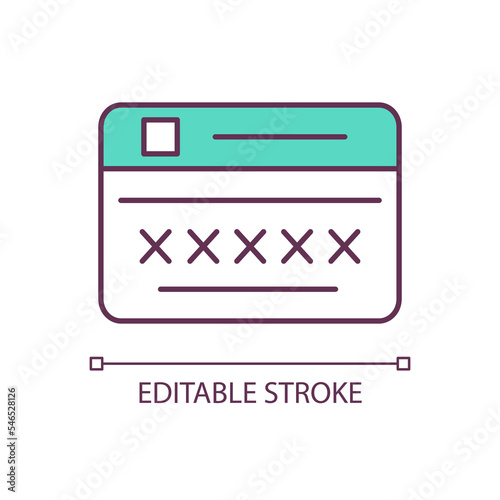 Personal identification document RGB color icon. Individual number on card. Official license. Isolated vector illustration. Simple filled line drawing. Editable stroke. Arial font used