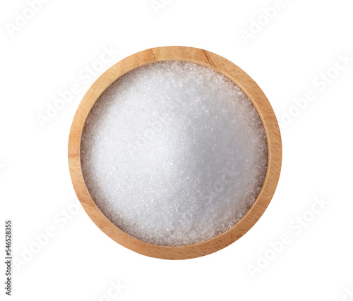 Fotografía Sugar in wood bowl on transparent png