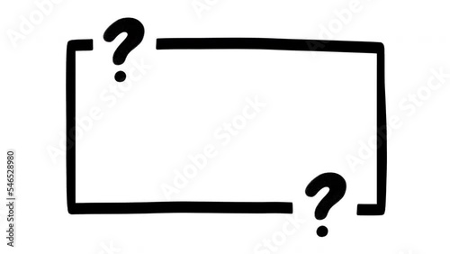 Doodle frame with question marks, hand drawn animation on a white background