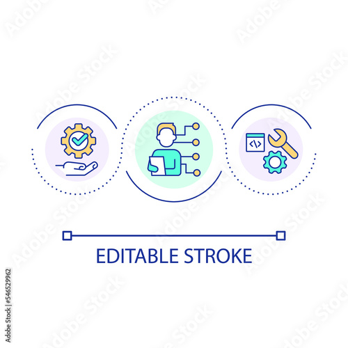 Software intermediary loop concept icon. Web development trend. Coding app. Programming tools abstract idea thin line illustration. Isolated outline drawing. Editable stroke. Arial font used