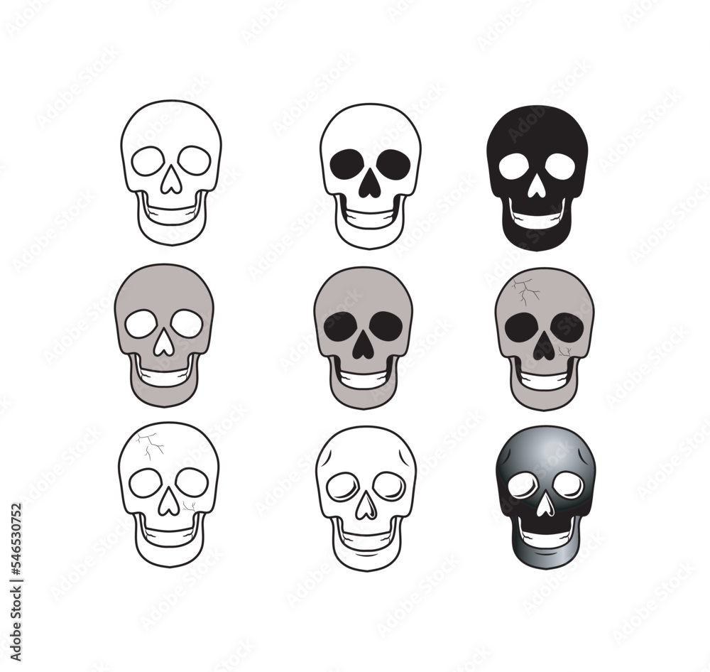 set of skull head collection vector illustration