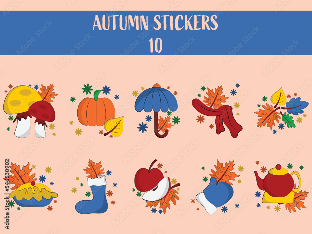 Autumn Sicker Collection Over Peach Background.