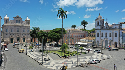 Aerial view of a beautiful square in Pelourinho district in Salvador, Bahia, Brazil  photo
