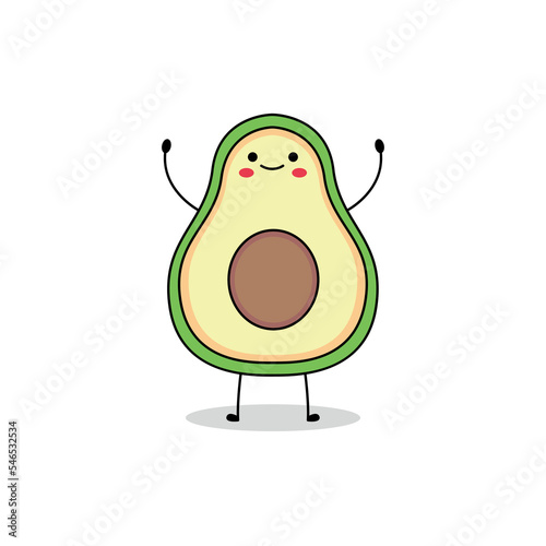 Cute avocado cartoon character