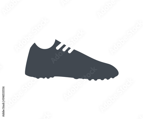 Soccer boots or football shoes on white background logo design. Sports inventory. Sport shoe, Football theme concept vector design and illustration.
