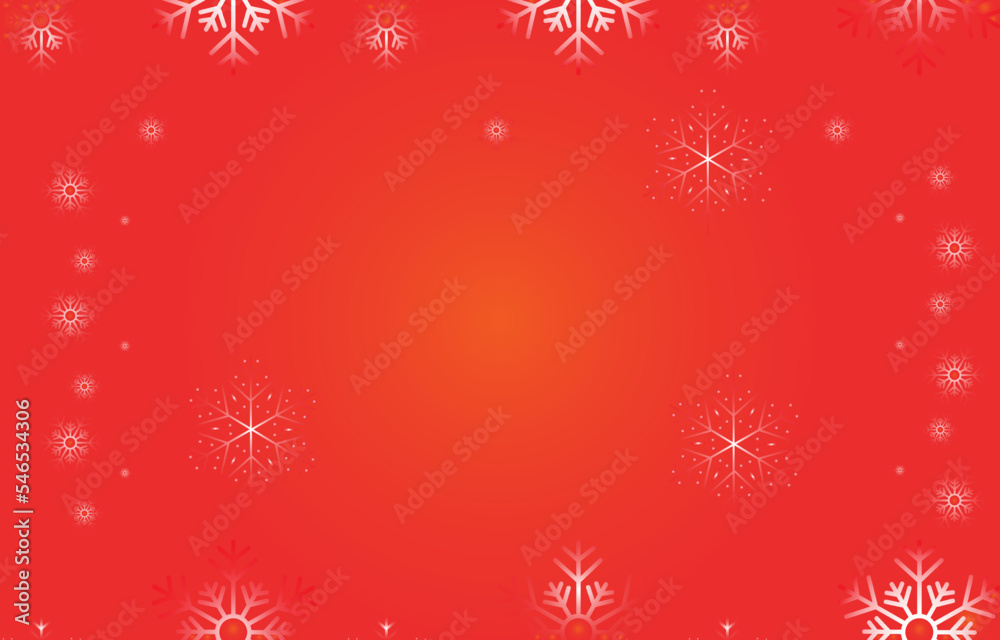 Abstract red and white christmas background with snow flakes frame..eps