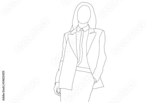 Continuous line drawing of girl student woman, outline. college woman studying, minimalist illustration editable stroke design.