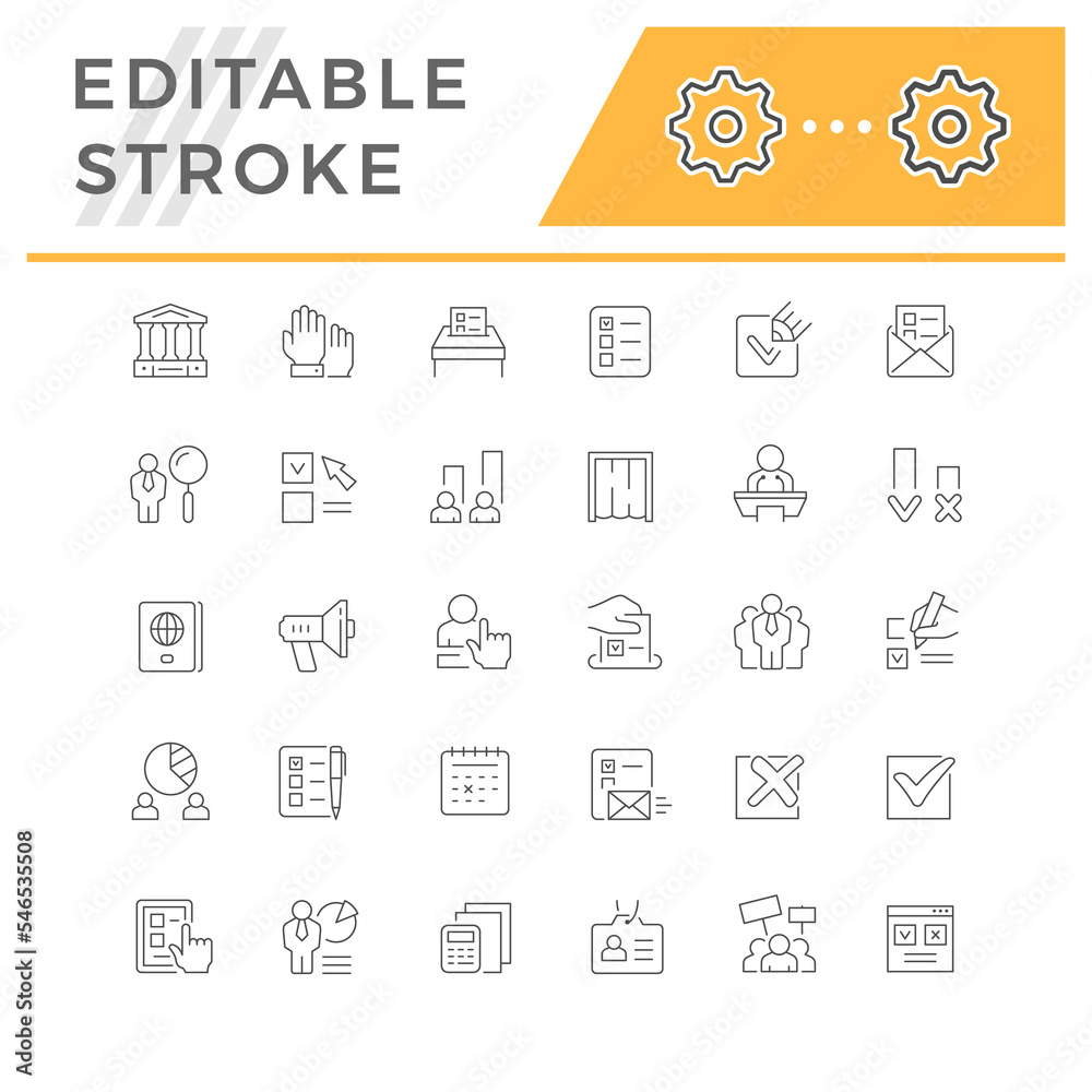 Set line icons of voting Set line icons of voting