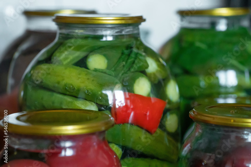 Cucumber pickles for the winter in jars