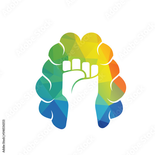 Brain fist vector logo design. Intellect power logo. Extreme intelligence concept.