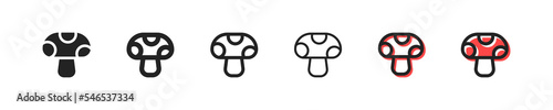 Mushroom set icon. Fly agaric, poisonous mushroom, medicine, hallucinogenic mushrooms, drugs, forest plant, porcini, cep. Vector line icon for Business and Advertising