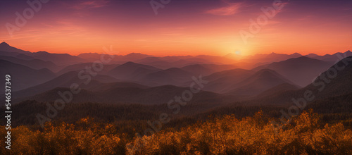 Billede på lærred sunrise over the mountains