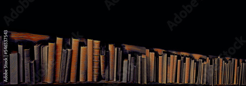 banner template of ultra-wide creative bookshelf containing wisdom and knowledge