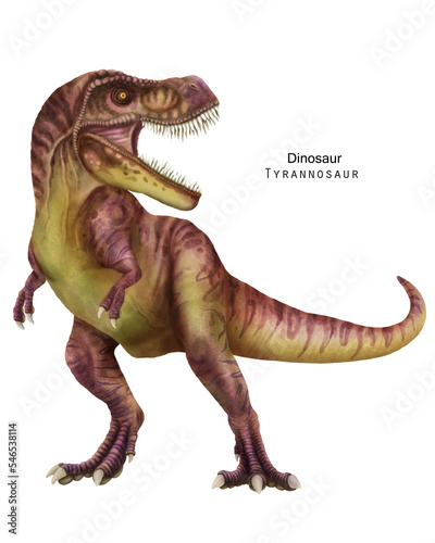 Tyrannosaur illustration. Dinosaur with sharp teeth. Red dino © inna72