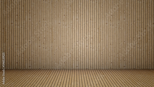 Fototapeta Naklejka Na Ścianę i Meble -  Conceptual vintage or grungy brown background of natural wood or wooden old texture floor and wall as a retro pattern layout. A 3d illustration metaphor to time, material, emptiness,  age or rust