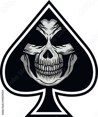 ace of spades with skull, grunge vintage design t shirts
